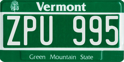 VT license plate ZPU995