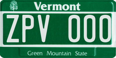 VT license plate ZPV000