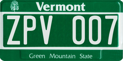 VT license plate ZPV007