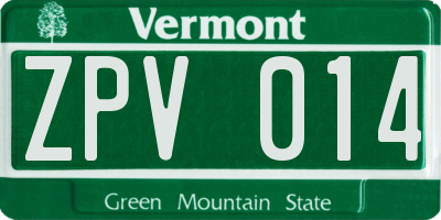 VT license plate ZPV014
