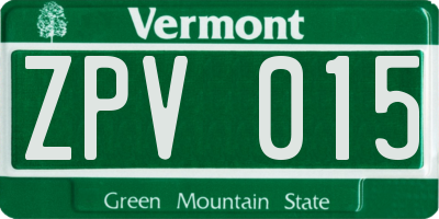 VT license plate ZPV015