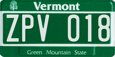 VT license plate ZPV018