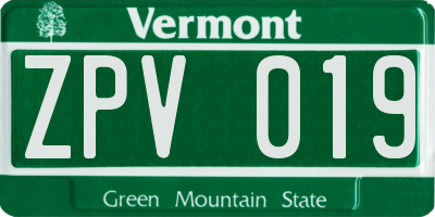 VT license plate ZPV019