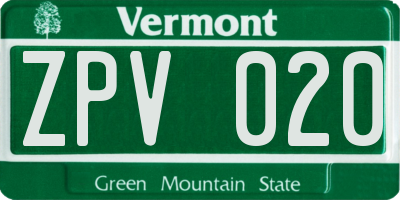 VT license plate ZPV020