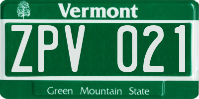 VT license plate ZPV021