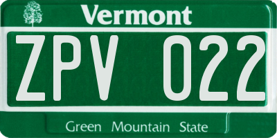 VT license plate ZPV022