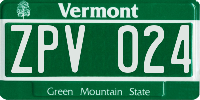 VT license plate ZPV024
