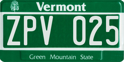 VT license plate ZPV025