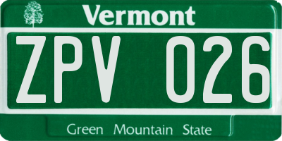 VT license plate ZPV026