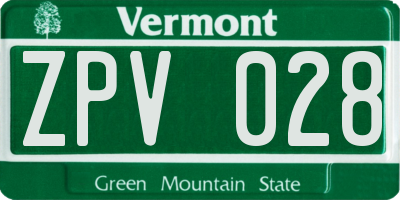 VT license plate ZPV028