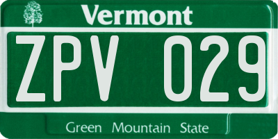 VT license plate ZPV029