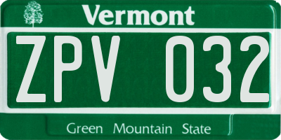 VT license plate ZPV032