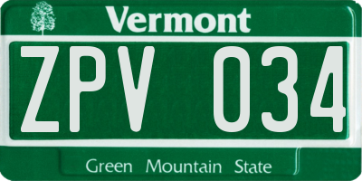 VT license plate ZPV034