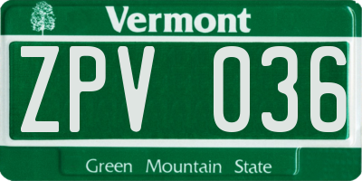 VT license plate ZPV036