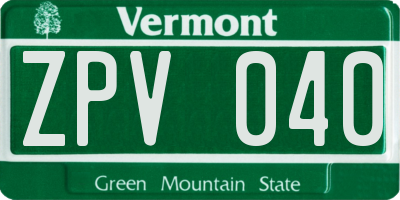VT license plate ZPV040
