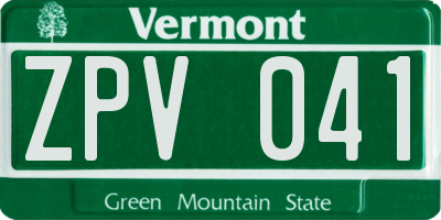 VT license plate ZPV041