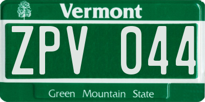 VT license plate ZPV044