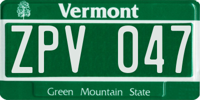 VT license plate ZPV047