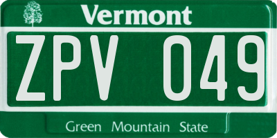 VT license plate ZPV049
