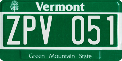 VT license plate ZPV051