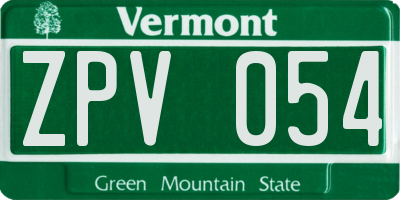 VT license plate ZPV054
