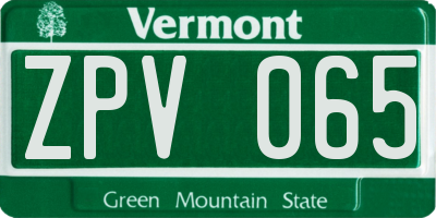VT license plate ZPV065
