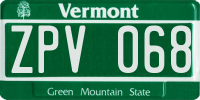 VT license plate ZPV068