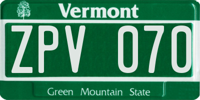 VT license plate ZPV070