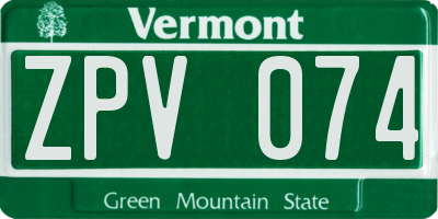VT license plate ZPV074