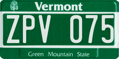 VT license plate ZPV075