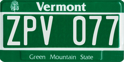 VT license plate ZPV077