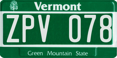 VT license plate ZPV078