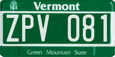 VT license plate ZPV081