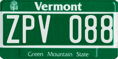 VT license plate ZPV088