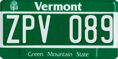 VT license plate ZPV089