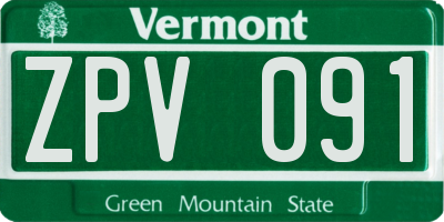 VT license plate ZPV091