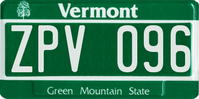 VT license plate ZPV096