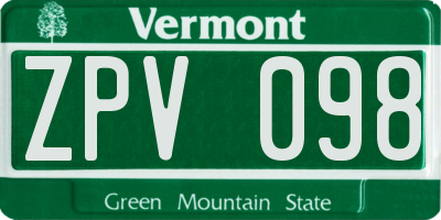 VT license plate ZPV098