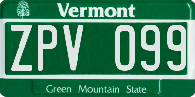 VT license plate ZPV099