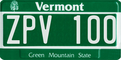 VT license plate ZPV100
