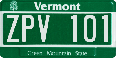 VT license plate ZPV101