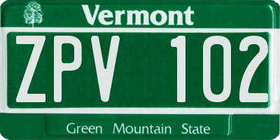 VT license plate ZPV102