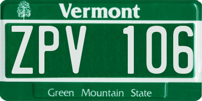 VT license plate ZPV106