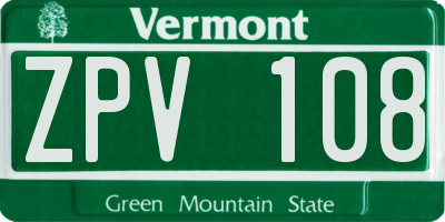 VT license plate ZPV108