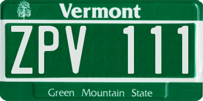 VT license plate ZPV111