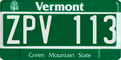 VT license plate ZPV113