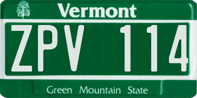 VT license plate ZPV114