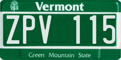 VT license plate ZPV115