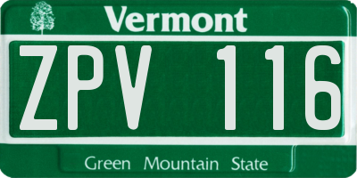 VT license plate ZPV116