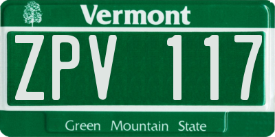 VT license plate ZPV117